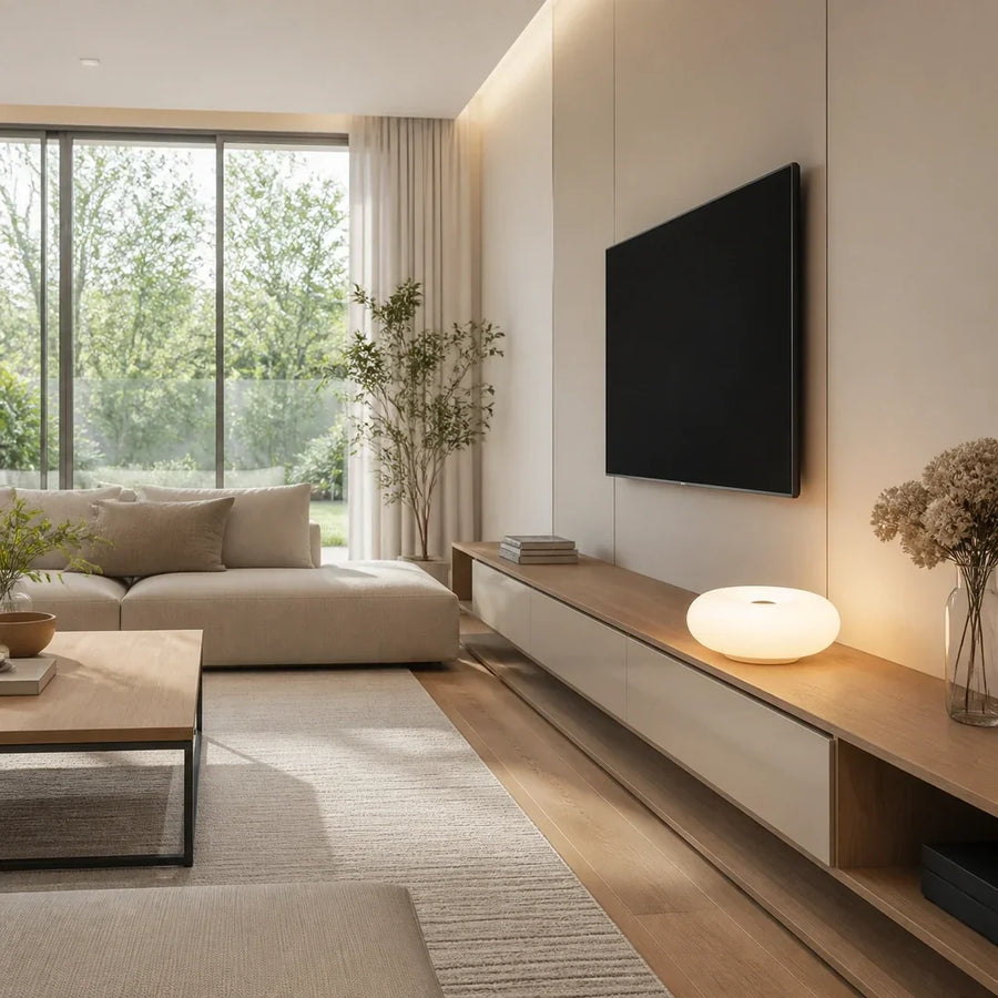 Arandela Decorativa LED RGB Branca — em ambiente moderno claro