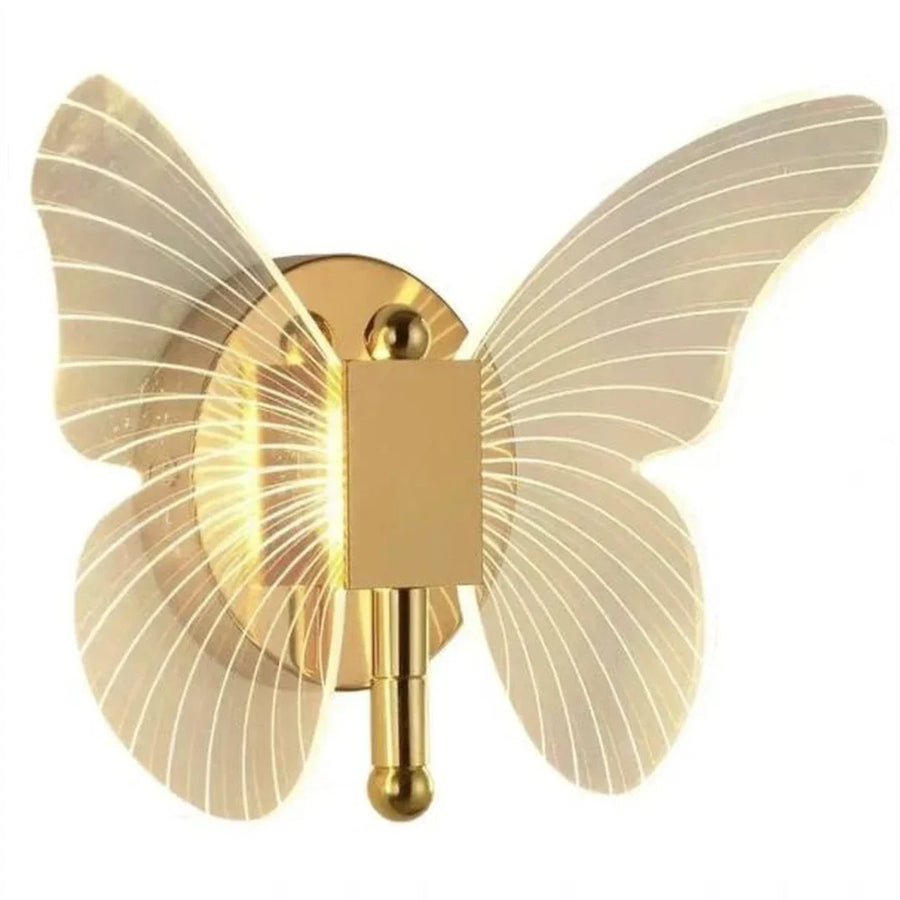 Arandela LED Borboleta Dourada Tricolor — em fundo branco