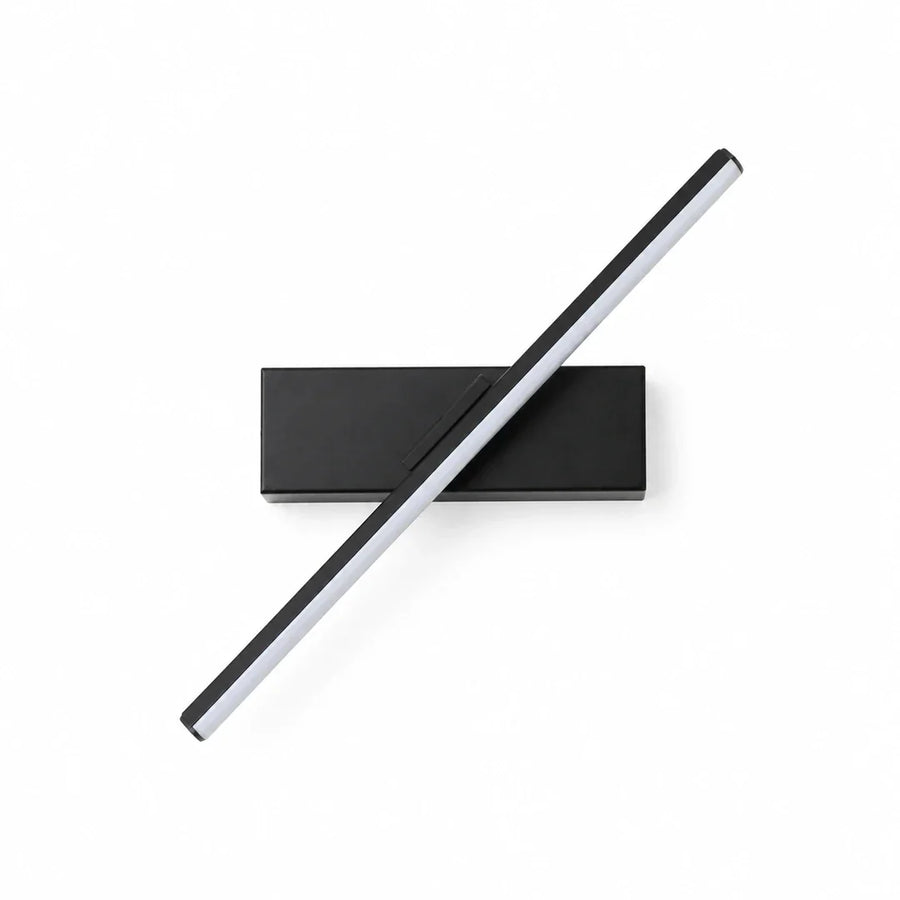 Arandela LED Linear Preta Rotativa — em fundo branco