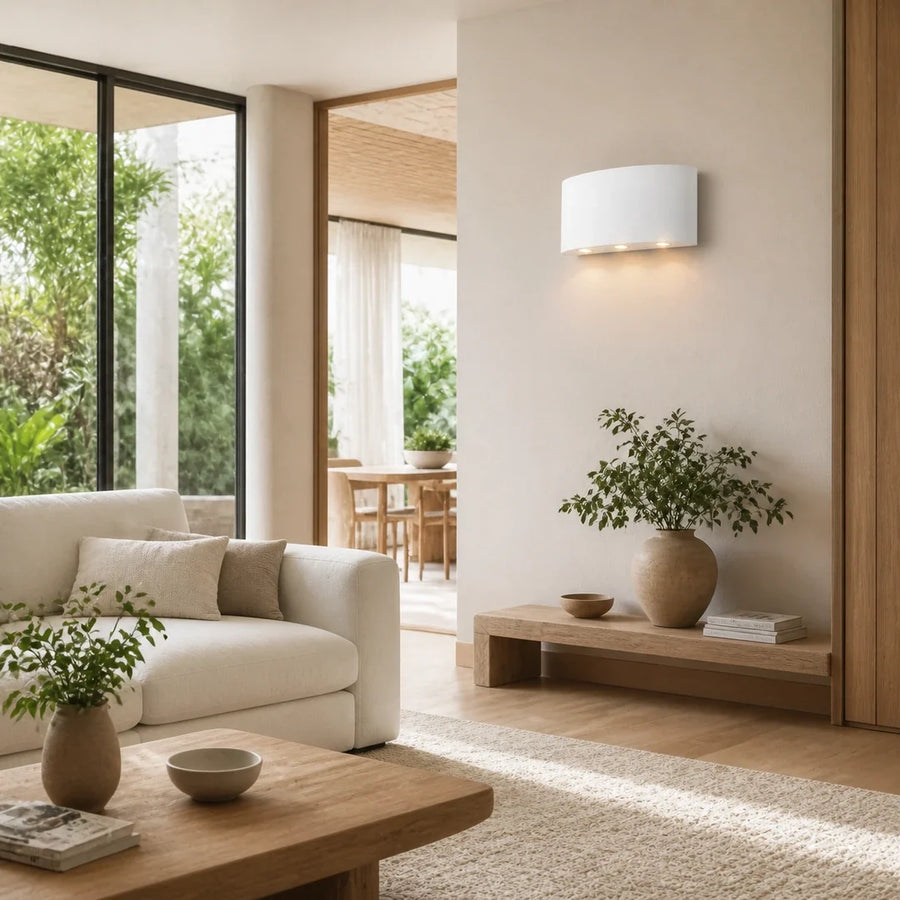 Arandela LED Prisma Branca 6W 8W e 10W — arandela led prisma branca em sala moderna e clara
