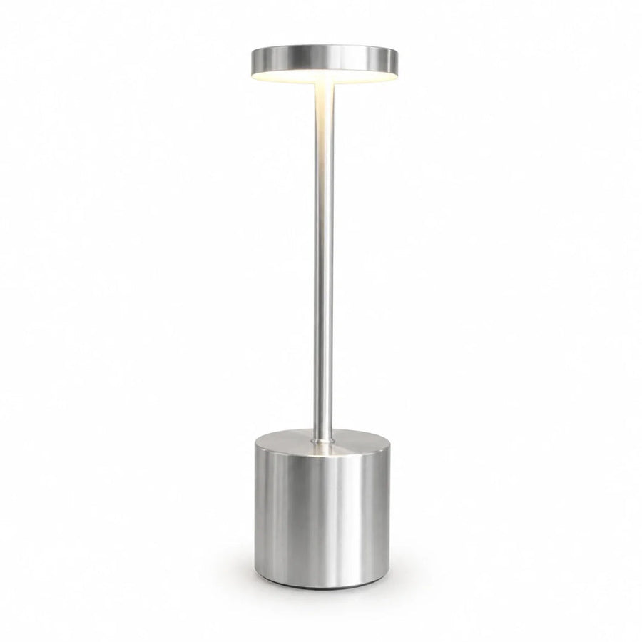 Luminária de Mesa LED Sem Fio Prata Touch 5W — em fundo branco