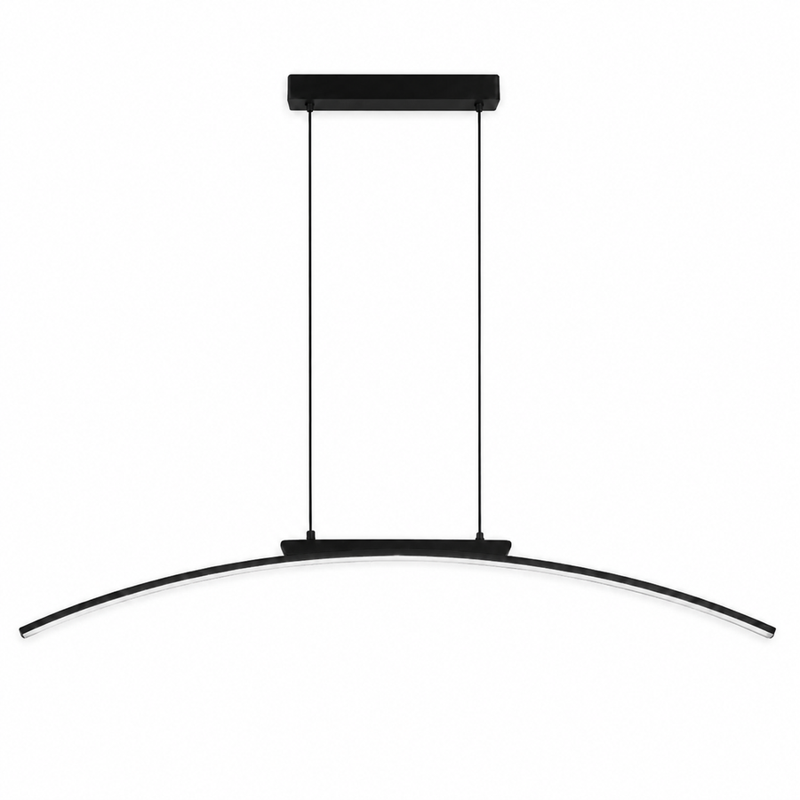 Pendente LED Curvo 100cm 26W Preto - Arcora — em fundo branco