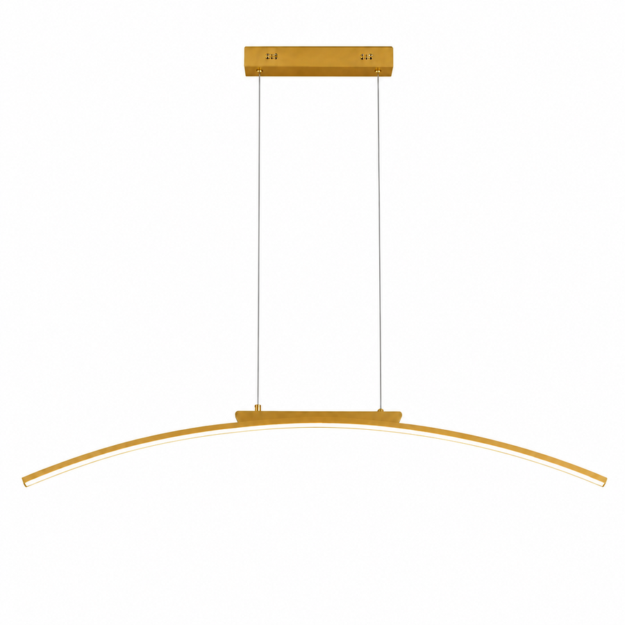 Pendente LED Curvo 100cm 26W Dourado - Arcora — em fundo branco