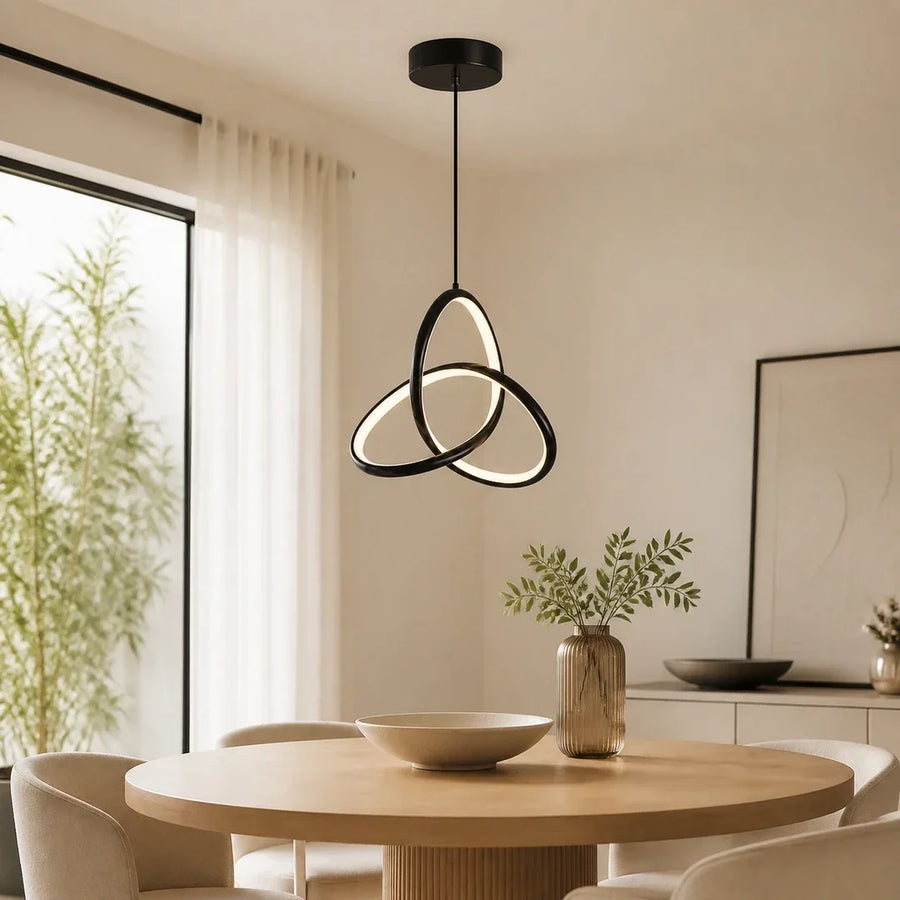 Pendente LED Tricolor 19W Preto - Nodo — pendente led nodo preto em ambiente moderno claro