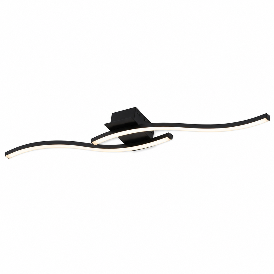 Plafon LED Curvo Preto 80cm Tricolor — em fundo branco