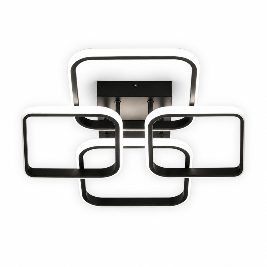 Plafon LED Geométrico Preto 45cm Tricolor — em fundo branco