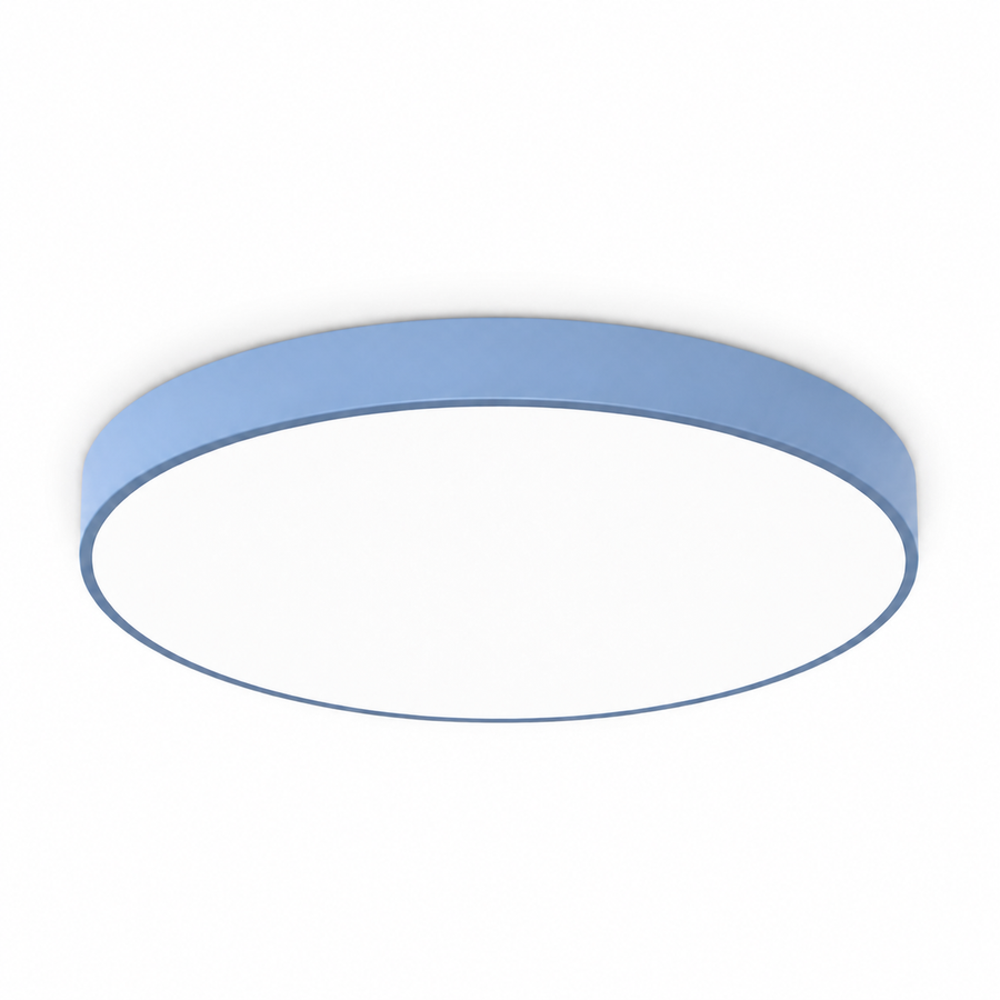 Plafon LED Redondo Slim Azul 27W e 36W — em fundo branco