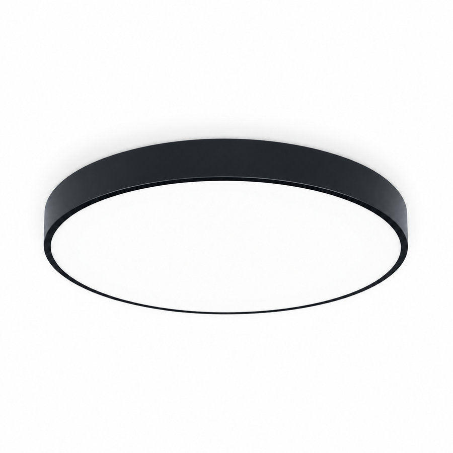 Plafon LED Redondo Slim Preto 27W e 36W — em fundo branco