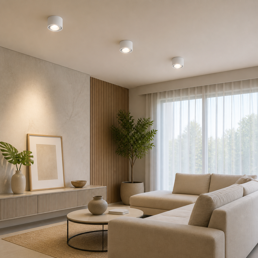 Plafon Spot LED Direcionável Branco 15W — em ambiente decorado 1