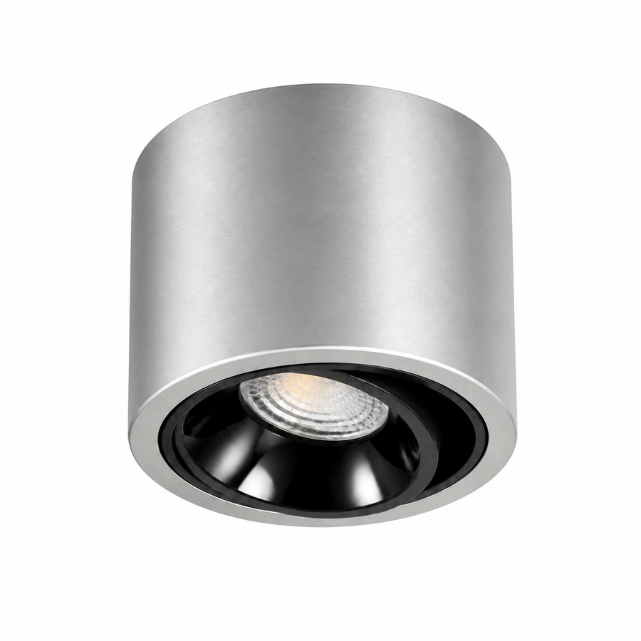 Plafon Spot LED Direcionável Prata 15W — em fundo branco